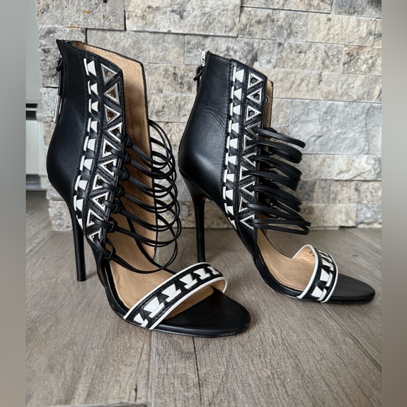 L.A.M.B. Shoes - L.A.M.B Black/White Savanna Heels